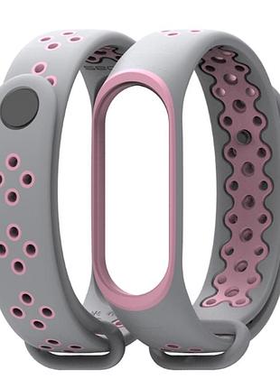 Ремешок xiaomi mi band 4 / 3 mijobs sport силиконовый серый / розовый 1696p