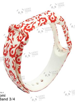 Ремешок xiaomi mi band 4 / 3 с рисунком силиконовый браслет miband силует - красный / белый 1027p