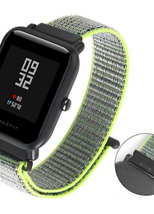 Нейлоновый тканевый ремешок sikai nylon для xiaomi amazfit bip / lite / 20 мм на липучке желтый 1577p