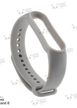 Ремешок xiaomi mi band 6 силиконовый однотонный браслет светло-серый 103901p