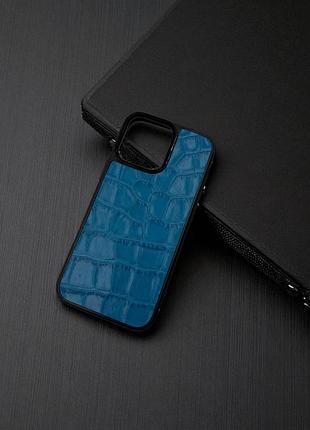 Чехол для iphone из натуральной итальянской кожи (голубой)