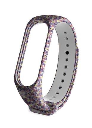 Ремешок xiaomi mi band 4 / 3 mijobs с рисунком силиконовый браслет фиолетовая бабочка - белый 2138p