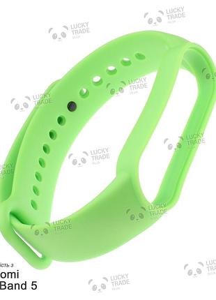 Ремешок xiaomi mi band 5 силиконовый однотонный браслет light зеленый 2419p