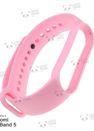 Ремешок xiaomi mi band 5 силиконовый однотонный браслет light светло-розовый 2419p