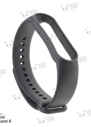 Ремешок xiaomi mi band 6 силиконовый однотонный браслет темно-серый 103901p