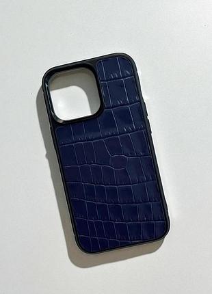 Чехол для iphone из натуральной итальянской кожи (синий)