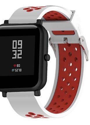 Силиконовый ремешок sport для xiaomi amazfit bip / lite / 20 мм белый / красный 1895p