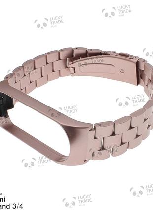 Ремешок xiaomi mi band 4 / 3 metal three beads металлический крупное звено розовый 2242p