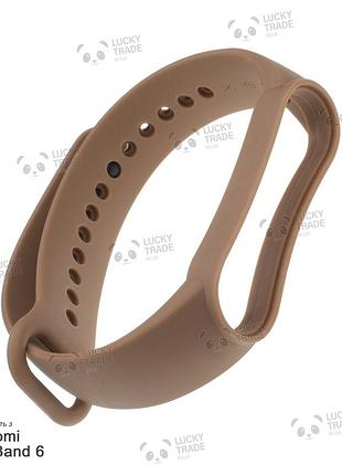Ремешок xiaomi mi band 6 силиконовый двухцветный браслет с рамкой miband коричневый 143301p