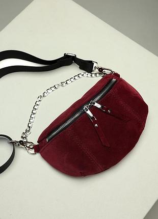 Женская бананка из натуральной замши (бургунди) sw130-7