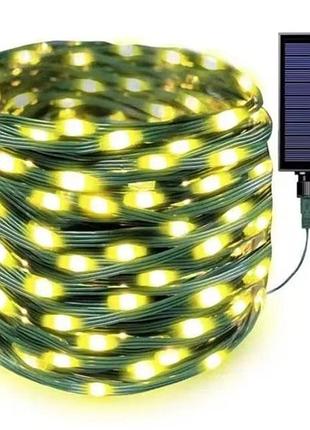 Гірлянда на сонячній батареї крапля теплий білий 300 led 30 м