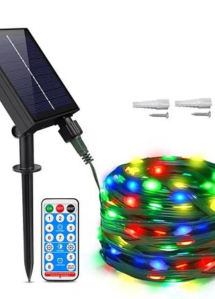 Гірлянда на сонячній батареї крапля роси rgb 300 led 30 м