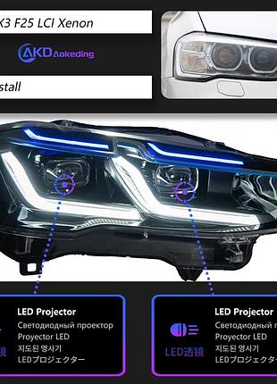 Передние светодиодные фары с проекционными линзами и drl для bmw x3 f25 / x4 f26 (2010–2016) x3 14-17 xenon