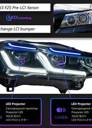 Передние светодиодные фары с проекционными линзами и drl для bmw x3 f25 / x4 f26 (2010–2016) x3 10-13 xenon