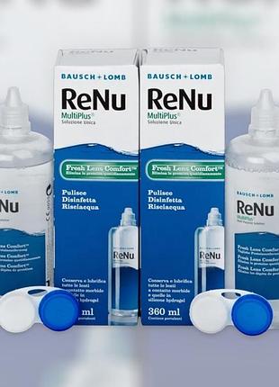 Комплект 720 мл раствор для линз bausch & lomb renu multiplus 360 мл + контейнер реню вода жидкость