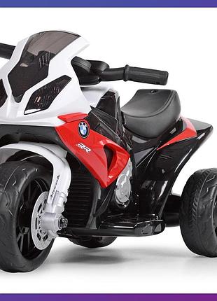 Дитячий триколісний мотоцикл на акумуляторі bmw s1000 rr, jt5188l-3 біло-червоний