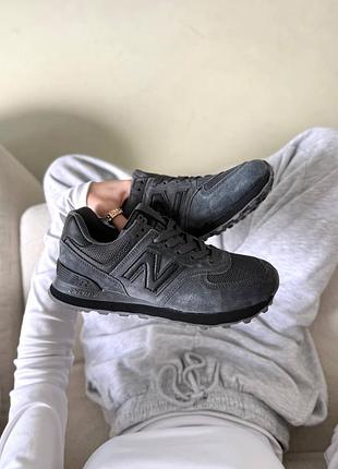 Женские кроссовки new balance 574 grey blackUN беланс серого с черными цветами