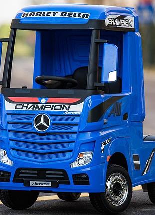 Дитяча електромобіль-автомашка mercedes benz actros m 4208eblr-4 з пультом р/у для дітей 3-8 років синій
