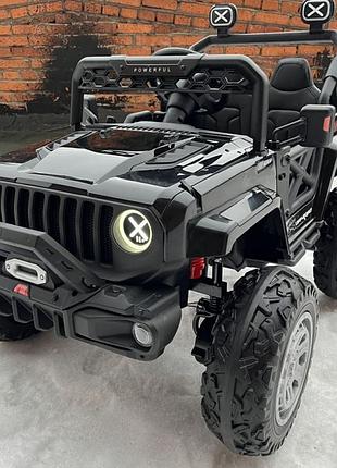 Дитячий електромобіль на акумуляторі джип jeep m 4960 з пультом радіокерування для дітей 3-8 років чорний