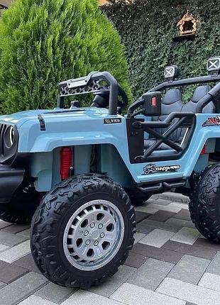 Дитячий електромобіль на акумуляторі джип jeep m 4960 з пультом радіокерування для дітей 3-8 років синій