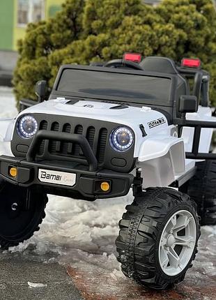 Детский электромобиль на аккумуляторе джип jeep m 4282 с пультом радиоуправления для детей 3-8 лет белый