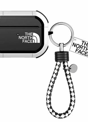 Защитный кейс the north face для наушников airpods pro чёрно белый + брелок в подарок