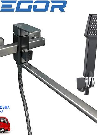 Смеситель для ванны длинный излив zegor leb7-b123mg graphite (графит)