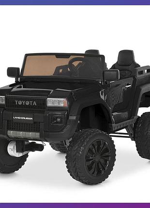 Дитячий електромобіль двомісний джип toyota land cruiser з пультом радіокерування для дітей 3-8 років чорний