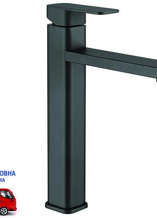 Змішувач для умивальника високий zegor leb1-b123yb high black (чорний)