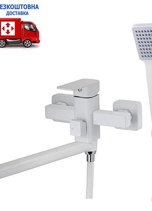 Змішувач для ванни довгий вилив zegor leb7-b123yw white (білий)