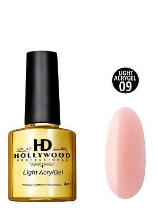 Рідкий акригель light acrygel 09 пильно-рожевий hd hollywood