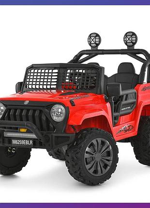 Дитячий електромобіль двомісний на акумуляторі джип bambi m 6259 з пультом р/у для дітей 3-8 років червоний