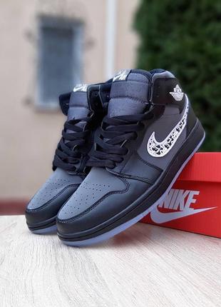 Крутейшие женские высокие кроссовки nike air jordan 1 retro high dior чёрные рефлективные9 фото