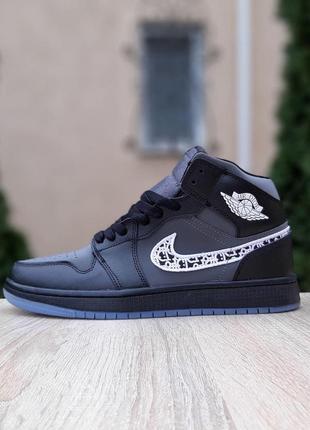 Крутейшие женские высокие кроссовки nike air jordan 1 retro high dior чёрные рефлективные