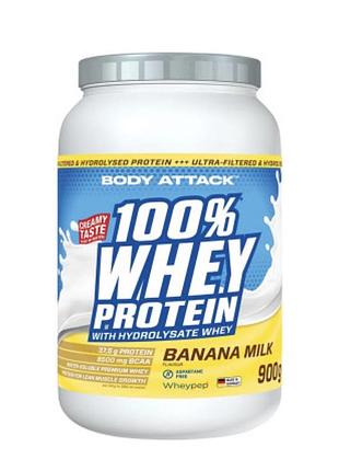 Сывороточный протеин от body attack  whey protein банан 900 г