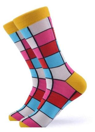 Шкарпетки від friendly socks картаті з жовтими п'ятами
