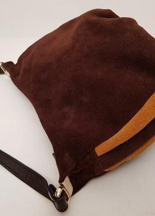 Дивовижна замшева сумочка crossbody красивого шоколадного кольору2 фото