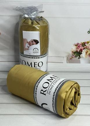 Простынь сатиновая на резинке с наволочками romeo home 180 на 200 см оливковая