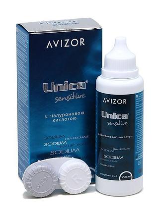 Avizor unica sensitive 100 мл раствор для контактных линз уход очистка увлажнение дезинфекция с гиалуроновой кислотой 350 мл
