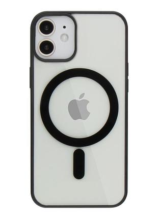 Прозорий чохол для iphone 12 / 12 pro з magsafe color чорний (tpu+pc)