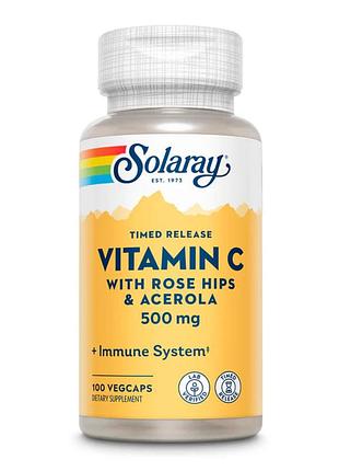 Vitamin c with rose hips & acerola, timed release 500mg - 100 vcaps