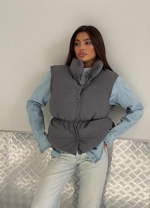 Дутый жилет жилетка безрукавка на кулиске
