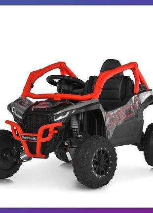 Дитячий електромобіль на акумуляторі багі kawasaki js330 з пультом р/у для дітей 3-8 років чорно-червоний