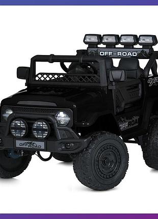 Дитячий електромобіль на акумуляторі джип jeep jj2122 з пультом радіокерування для дітей 3-8 років чорний
