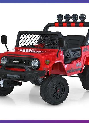 Детский электромобиль на аккумуляторе двухместный джип toyota m 2566 с пультом р/у для детей 3-8 лет красный