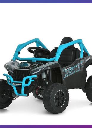 Дитячий електромобіль на акумуляторі багі kawasaki js330 з пультом р/у для дітей 3-8 років чорно-синій