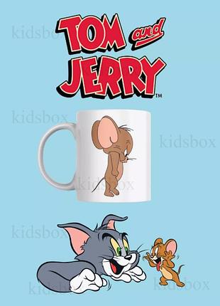 Кружка том і джеррі з принтом керамічна чашка tom and jerry 330 мл