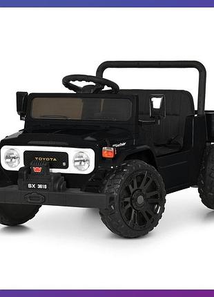 Дитячий електромобіль на акумуляторі джип toyota m 6308 з пультом радіокерування для дітей 3-8 років чорний
