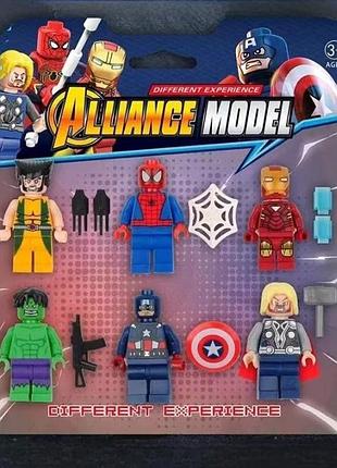 Набор фигурок лего marvel avengers минифигурки супергероев марвел мстители 6 шт игрушки детский набор игрушечные фигурки