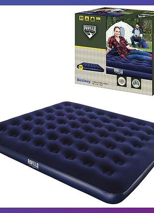 Надувний двоспальний матрац bestway 67004 флокований 203x183x22 см